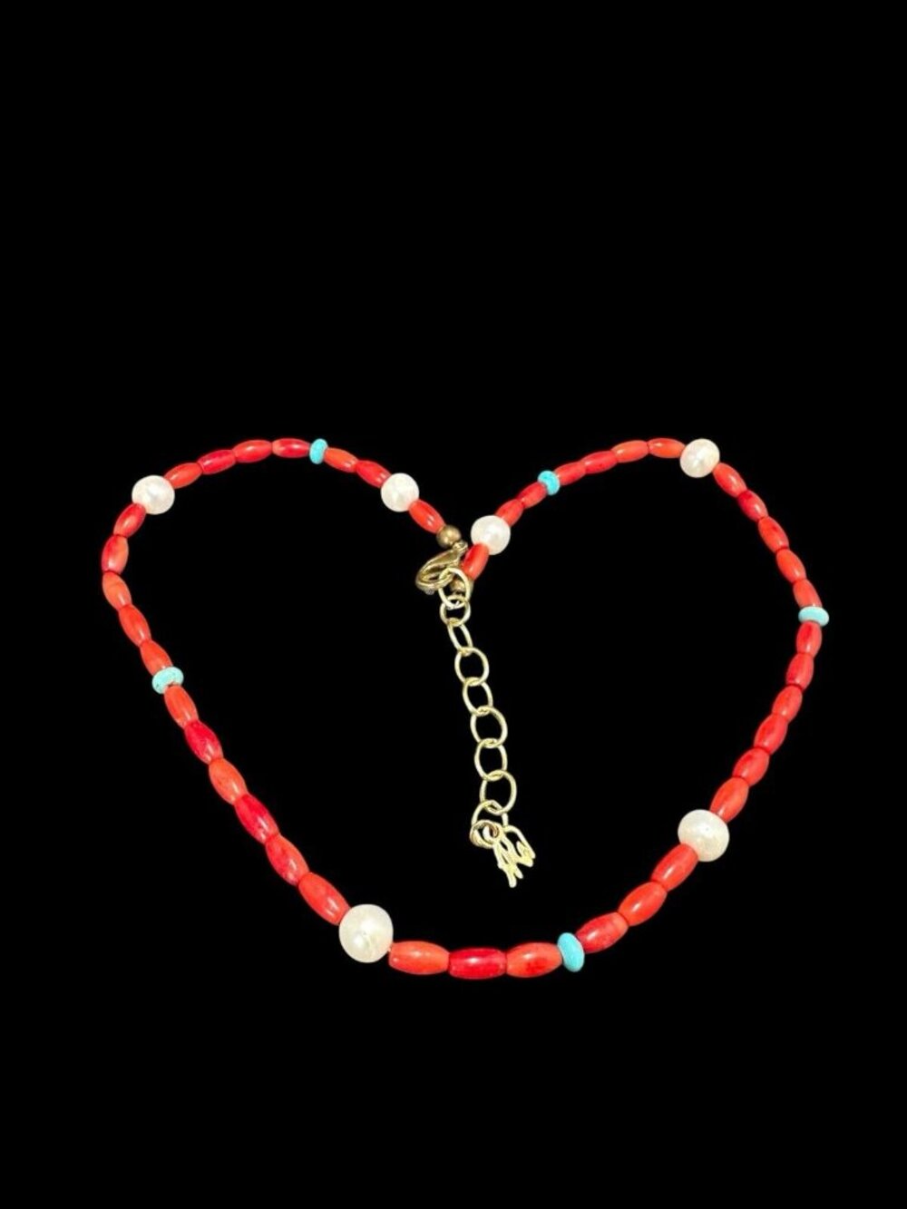 Carolyn Pollack Necklace Red Coral Cultured Pearl Turquoise American West - Picture 5 of 7